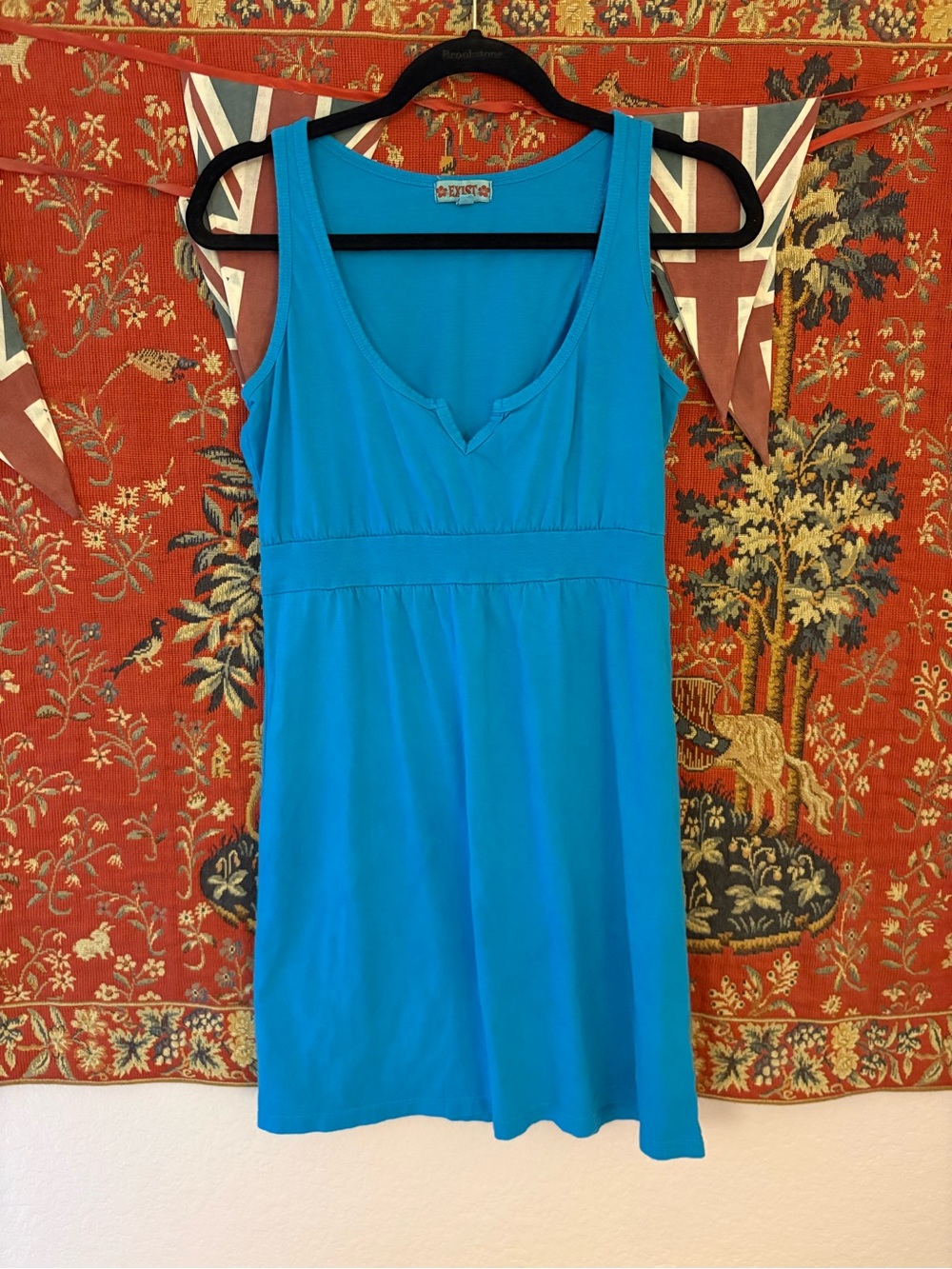 Turquoise Blue Sleeveless V-Neck Dress